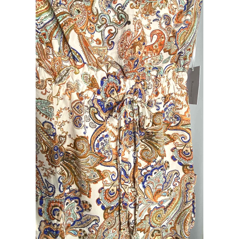 Rosevelvet Strapless multicolor Jumpsuit Tie Waist Cinched Ankle Size Small NWT - Picture 6 of 13